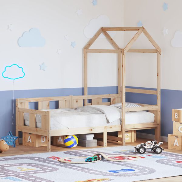 vidaXL tömör fenyőfa kanapéágy tetővel 90 x 200 cm