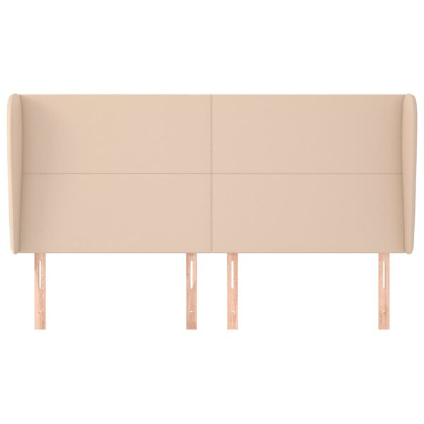 vidaXL cappuccino műbőr fejt&aacute;mla sz&aacute;rnyakkal 163x23x118/128 cm