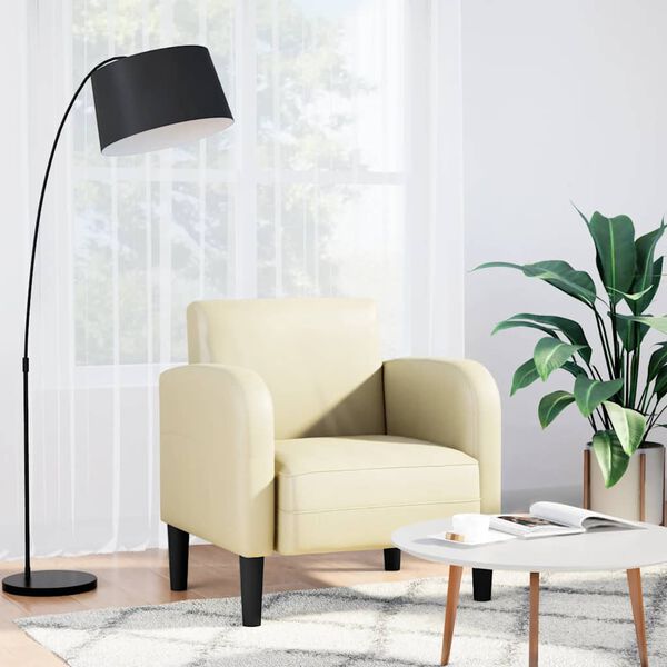 vidaXL kr&eacute;m műbőr kanap&eacute; sz&eacute;k karf&aacute;val 54 cm