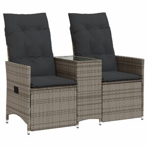 vidaXL 2 szem&eacute;lyes sz&uuml;rke polyrattan d&ouml;nthető kerti kanap&eacute; asztallal