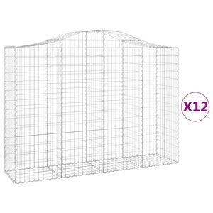 vidaXL 12 db &iacute;ves horganyzott vas gabion kos&aacute;r 200x50x140/160 cm