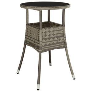 vidaXL sz&uuml;rke polyrattan &eacute;s edzett &uuml;veg kerti asztal &Oslash;60 x 75 cm