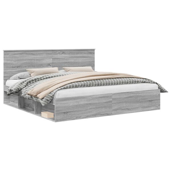 vidaXL &Aacute;gykeret fejt&aacute;ml&aacute;val Sz&uuml;rke Sonoma 200 x 200 cm T&ouml;m&ouml;r fenyőfa