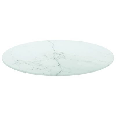 vidaXL fehér edzett üveg asztallap márványdizájnnal Ø50 x 0,8 cm