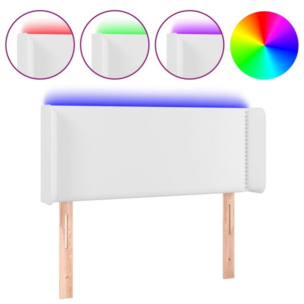 vidaXL feh&eacute;r műbőr LED-es fejt&aacute;mla 83x16x78/88 cm