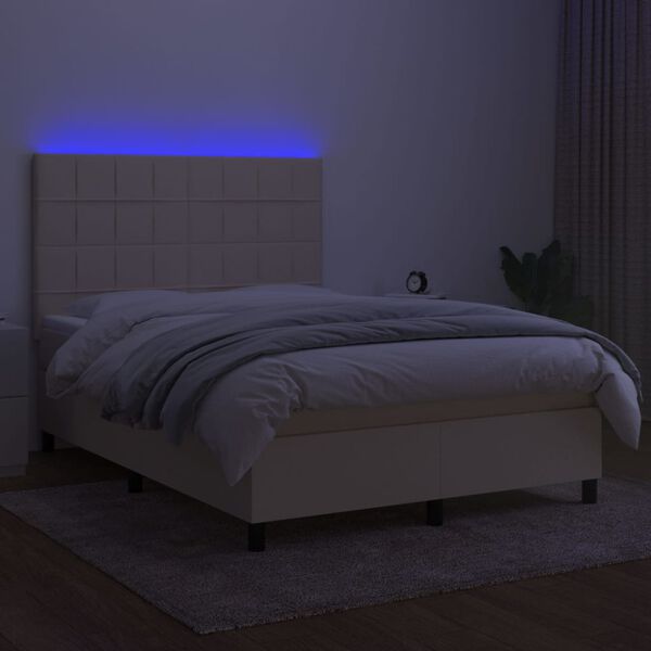 vidaXL kr&eacute;msz&iacute;nű sz&ouml;vet rug&oacute;s &eacute;s LED-es &aacute;gy matraccal 140x190cm
