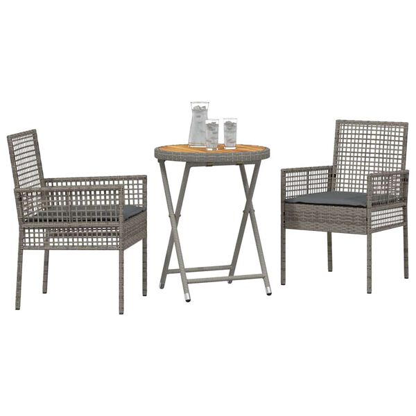 vidaXL Kert Bistro Készlet 3 pcs Szürke polirattan