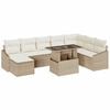 vidaXL Kanap&eacute; Szett 9 db Beige &eacute;s kr&eacute;m polirattan