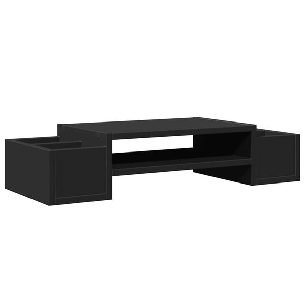 vidaXL fekete szerelt fa monitorállvány tárolóval 70 x 27 x 15 cm