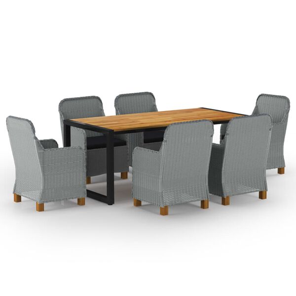 vidaXL 7 r&eacute;szes vil&aacute;gossz&uuml;rke kerti &eacute;tkezőgarnit&uacute;ra