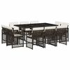 vidaXL 11 r&eacute;szes barna polyrattan kerti &uuml;lőgarnit&uacute;ra p&aacute;rn&aacute;kkal