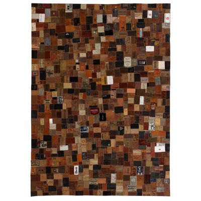 vidaXL barna, valódi bőr szőnyeg farmercímkékből 160 x 230 cm