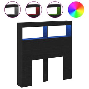 vidaXL fekete t&ouml;lgy sz&iacute;nű &aacute;thidal&oacute;szekr&eacute;ny LED-ekkel 100 x 17 x 102 cm