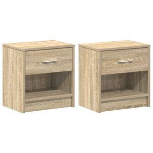 vidaXL 2 db sonoma t&ouml;lgy sz&iacute;nű &eacute;jjeliszekr&eacute;ny fi&oacute;kkal 39x28x41 cm