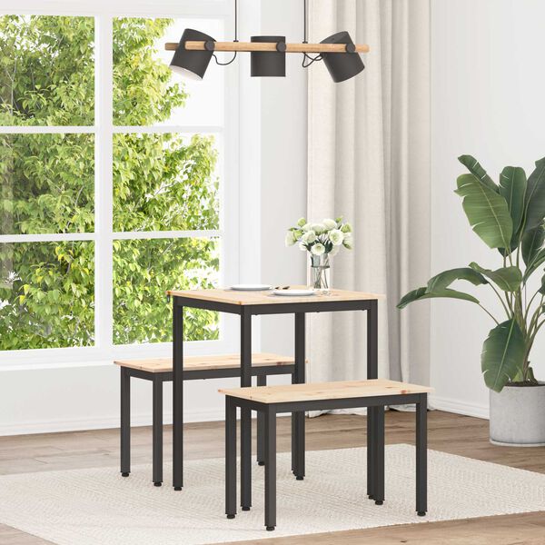 vidaXL Étkezőasztal Természetes 110 x 55 x 75 cm Tömör fenyőfa