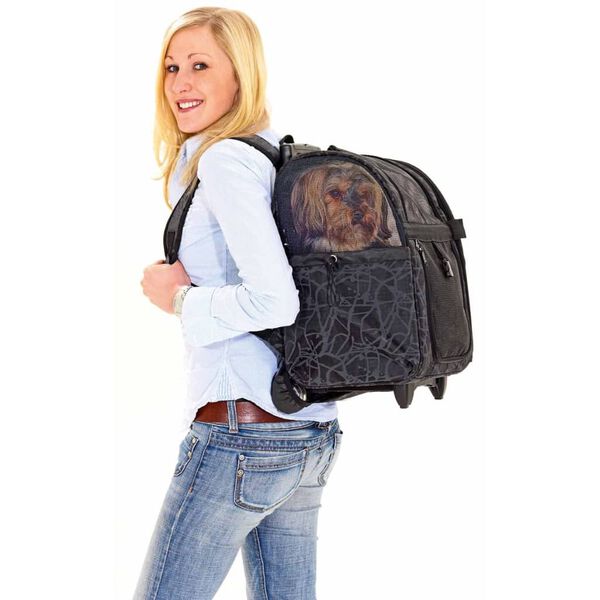 FLAMINGO Izzie fekete kisállatszállító kocsi 32 x 29 x 52 cm