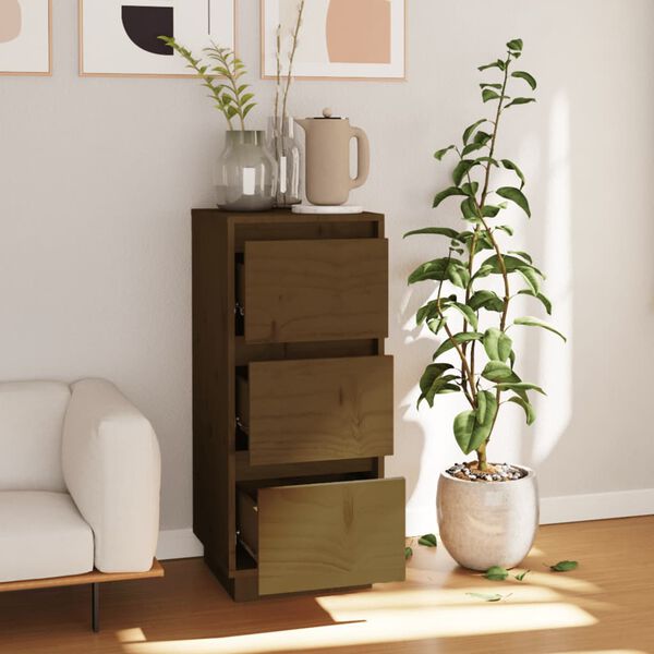 vidaXL mézbarna tömör fenyőfa tálalószekrény 32 x 34 x 75 cm