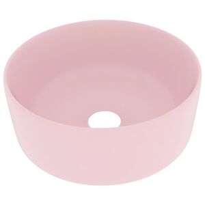 vidaXL kerek matt r&oacute;zsasz&iacute;n ker&aacute;mia luxus mosd&oacute;kagyl&oacute; 40 x 15 cm