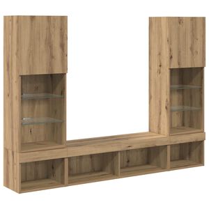 vidaXL TV Fali Egys&eacute;gek LED-del 5 db Artisan t&ouml;lgy Szerelt Fa