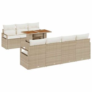 vidaXL Kerti Kanap&eacute; Szett p&aacute;rn&aacute;val p&aacute;rn&aacute;val 8 pcs Beige &eacute;s kr&eacute;m