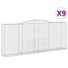 vidaXL 9 db &iacute;ves horganyzott vas gabion kos&aacute;r 400x50x160/180 cm