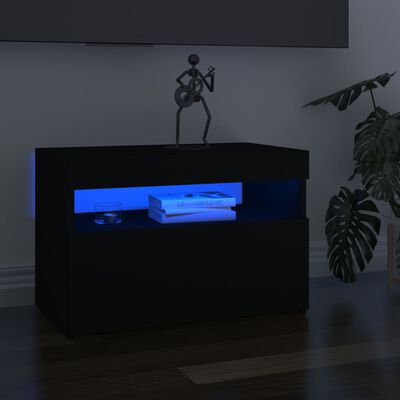 vidaXL 2 db fekete TV-szekrény LED-lámpákkal 60 x 35 x 40 cm