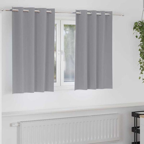 vidaXL Fekete Függöny Gyűrűkkel 2 pcs Világosszürke 140 x 140 cm