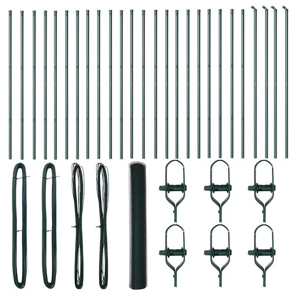 vidaXL Ker&iacute;t&eacute;soszlop Z&ouml;ld 50 x 1,2 m (25 mm h&aacute;l&oacute;) Ac&eacute;l &eacute;s PVC