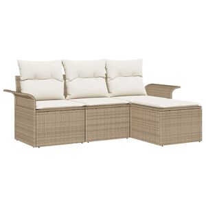 vidaXL Kanap&eacute; Szett p&aacute;rn&aacute;val 4 pcs B&eacute;zs polirattan