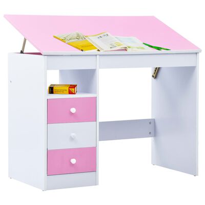 vidaXL rózsaszín és fehér dönthető gyerekíróasztal