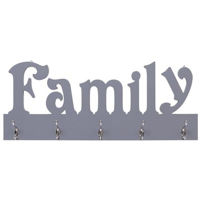 vidaXL szürke "FAMILY" feliratú fali fogas 74 x 29,5 cm