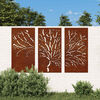 vidaXL 3 db famint&aacute;s corten ac&eacute;l kerti fald&iacute;sz 105 x 55 cm
