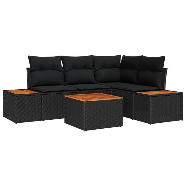 vidaXL Kerti Kanap&eacute; Szett p&aacute;rn&aacute;val t&aacute;rol&oacute;val 4 pcs Fekete Polyrattan