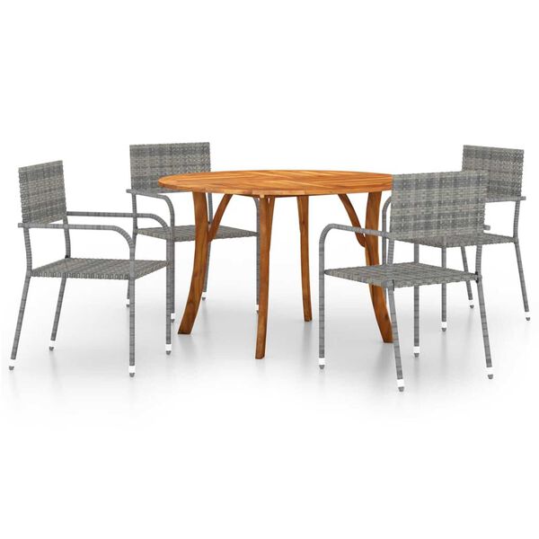 vidaXL 5 r&eacute;szes antracitsz&uuml;rke kerti &eacute;tkezőgarnit&uacute;ra