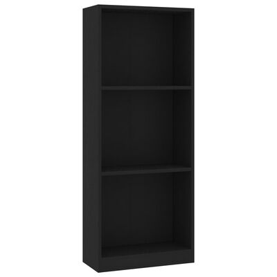 vidaXL 3-szintes fekete forgácslap könyvszekrény 40 x 24 x 108 cm