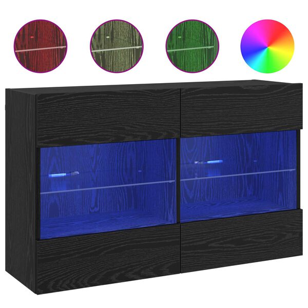 vidaXL TV Fali Szekr&eacute;ny Fekete t&ouml;lgy 98,5 x 30 x 60,5 cm Faanyag