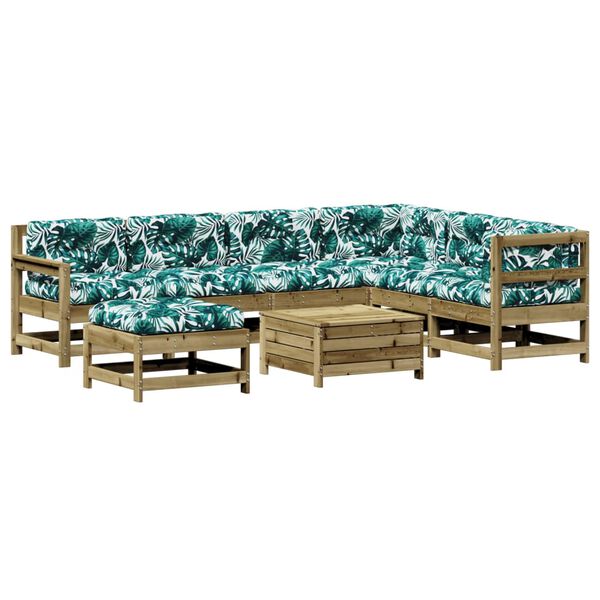 vidaXL 8 r&eacute;szes impregn&aacute;lt fenyőfa kerti &uuml;lőgarnit&uacute;ra p&aacute;rn&aacute;val