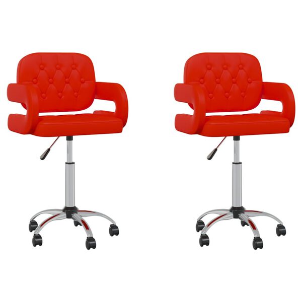 vidaXL 2 db piros műbőr forg&oacute; &eacute;tkezősz&eacute;k