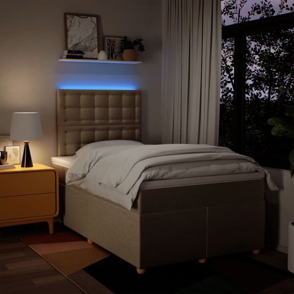 vidaXL kr&eacute;msz&iacute;nű sz&ouml;vet rug&oacute;s &aacute;gy matraccal 120 x 200 cm