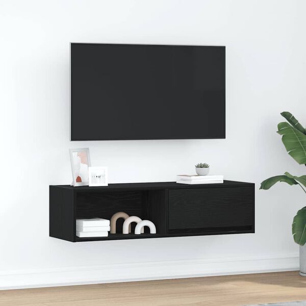 vidaXL fekete t&ouml;lgy sz&iacute;nű szerelt fa TV-szekr&eacute;ny 100x31x25,5cm