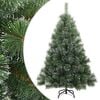 vidaXL Műanyag Rugalmas Kar&aacute;csonyf&aacute;t Havas Flokkal Z&ouml;ld 120 cm