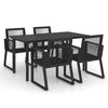 vidaXL 5 r&eacute;szes fekete PVC rattan k&uuml;lt&eacute;ri &eacute;tkezőgarnit&uacute;ra
