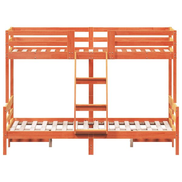 vidaXL viaszbarna tömör fenyőfa emeletes ágy 80 x 200/120 x 200 cm