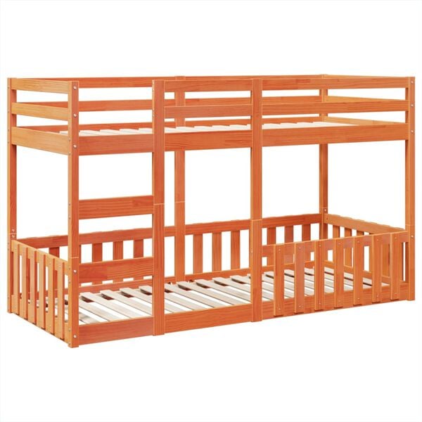 vidaXL viaszbarna t&ouml;m&ouml;r fenyőfa emeletes &aacute;gy 80 x 200 cm