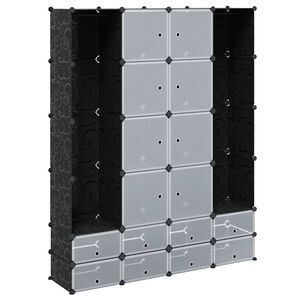 vidaXL fekete/feh&eacute;r szekr&eacute;ny 18 t&aacute;rol&oacute;rekesszel 37 x 146 x 180,5 cm