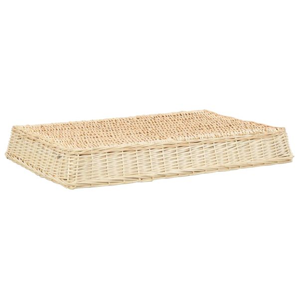 vidaXL lapos kialak&iacute;t&aacute;s&uacute; term&eacute;szetes fűzfa kutya&aacute;gy p&aacute;rn&aacute;val 110x75x15