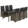 vidaXL 7 r&eacute;szes sz&uuml;rke polyrattan kerti bisztr&oacute;garnit&uacute;ra p&aacute;rn&aacute;kkal
