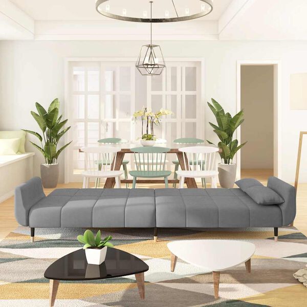 vidaXL kétszemélyes világosszürke bársony kanapéágy 2 párnával