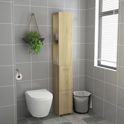 vidaXL sonoma-tölgyszínű szerelt fa fürdőszobaszekrény 25x26,5x170 cm