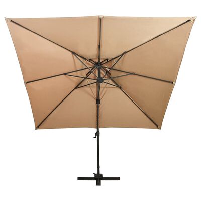 vidaXL tópszínű dupla tetejű konzolos napernyő 300 x 300 cm